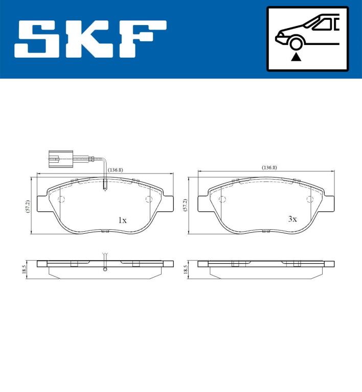 Jeu de 4 plaquettes de frein SKF ref. VKBP 80217 E
